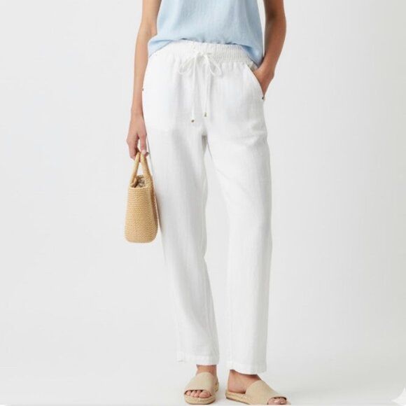GUESS White Linen Women's Drawstring Relaxed Pants Size S - Picture 1 of 11